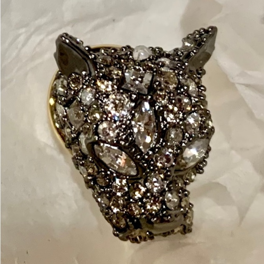 ALEXIS BITTAR Crystal Encrusted Panther Head Pin/Broach/cravat pin